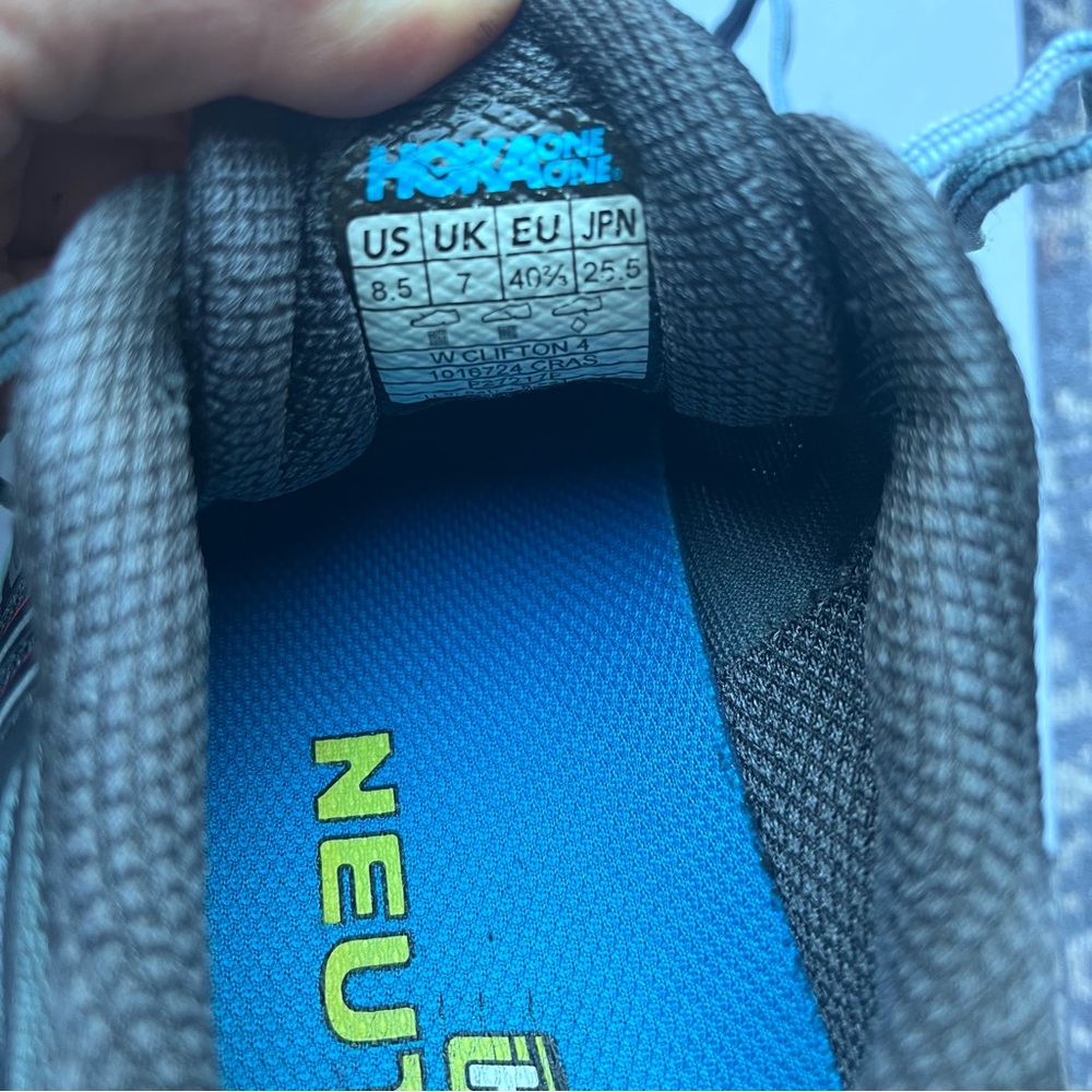 Hoka One One Women's Clifton 4 Running Athletic Shoes Size 8.5 Gray Pink Blue - Picture 6 of 7